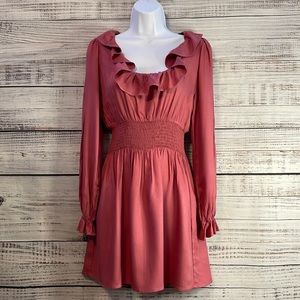 FOREVER 21 Long Sleeve Pink Ruffle Dress | Size Small
